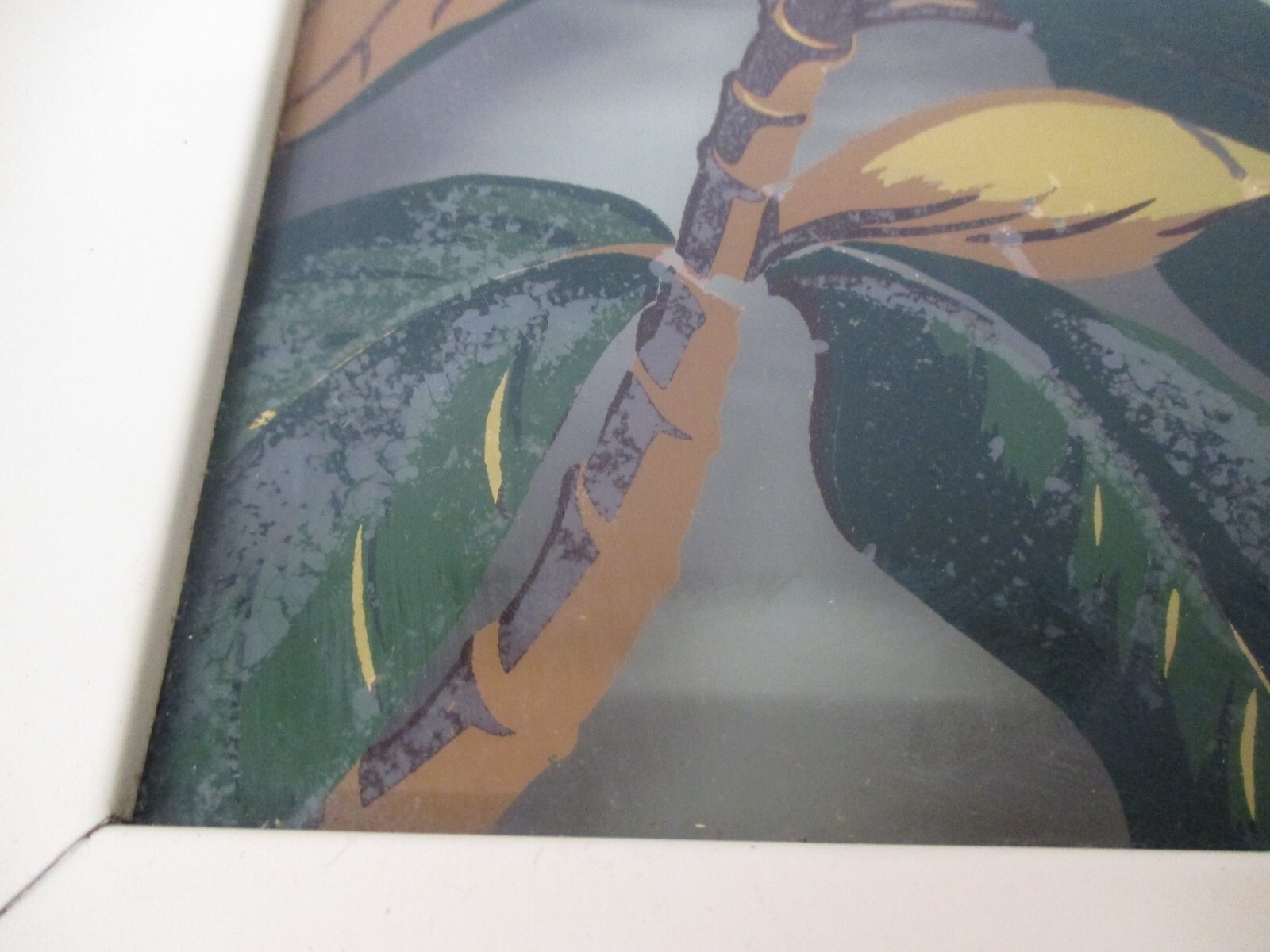 2 Vtg Reverse Painted Glass Floral George Telo Shadow Light Box Lighted Wall Art