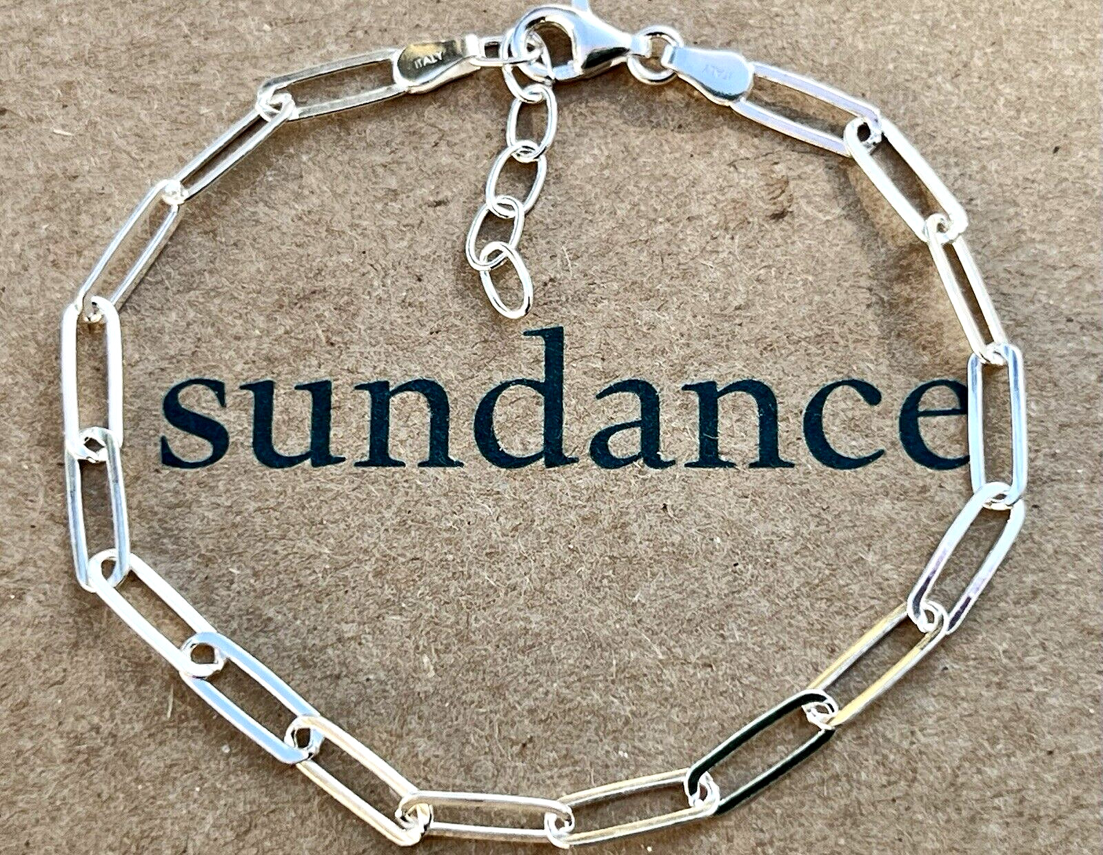 NEW $128 Sundance 7-8" Adjust. Sterling Silver Italy Paperclip 925 Link Bracelet