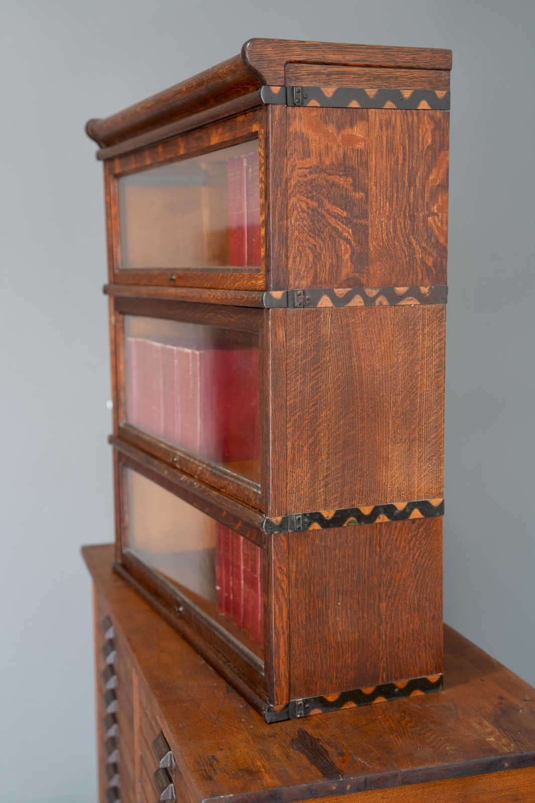 Vintage Macey Lawyer Barrister Bookcase shelf wood Cabinet Glass Doors Antique