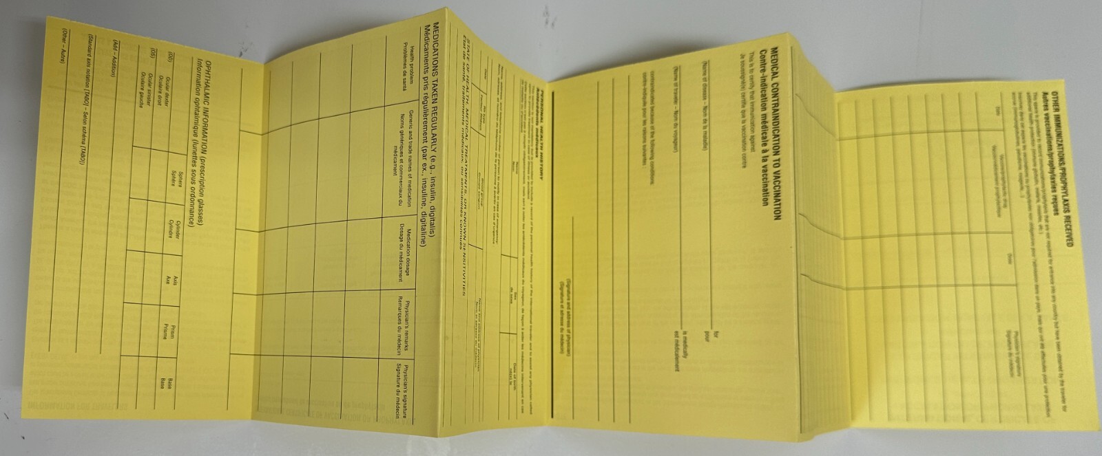International Certificate of Vaccination or Prophylaxis Card