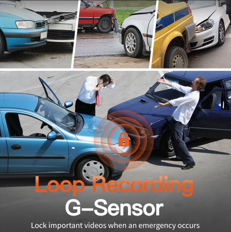 WOLFBOX 4K 12" Dual Dash Cam Car Rear Mirror View Backup Dual Camera G840S