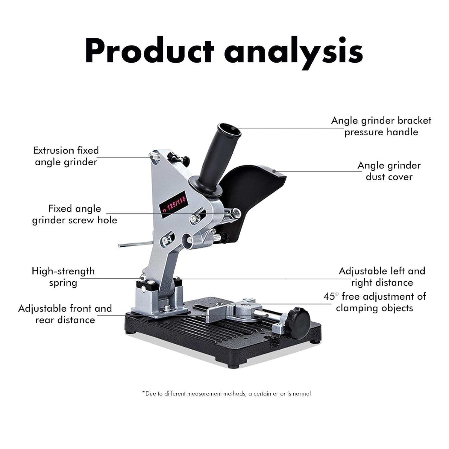 Heavy Duty Angle Grinder Stand with 45° Adjustable Cutting Holder & Safety Guard