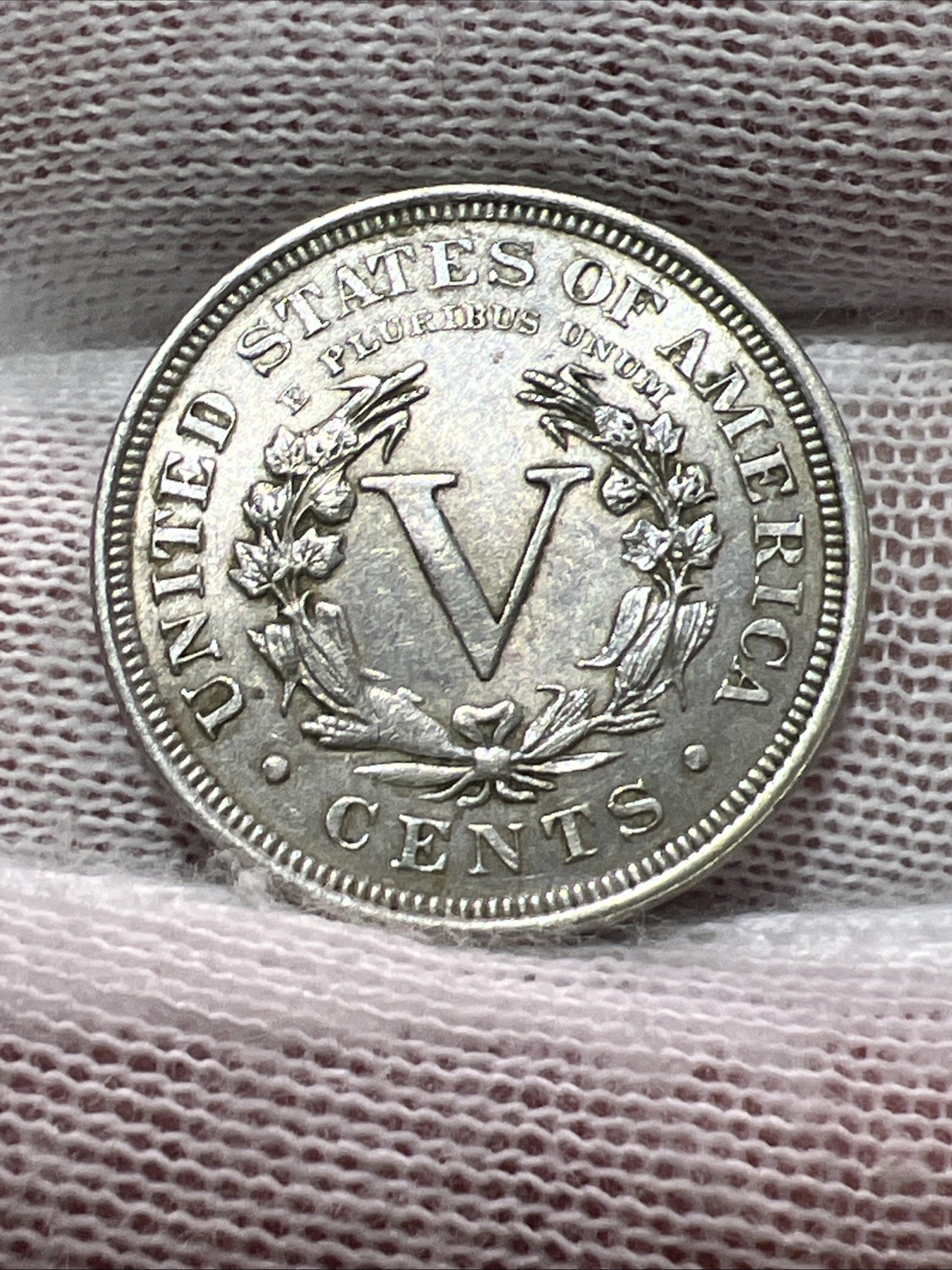 1904 Liberty V Nickel. UNC Detail. Scratches. Nice High Grade Old US Coin!