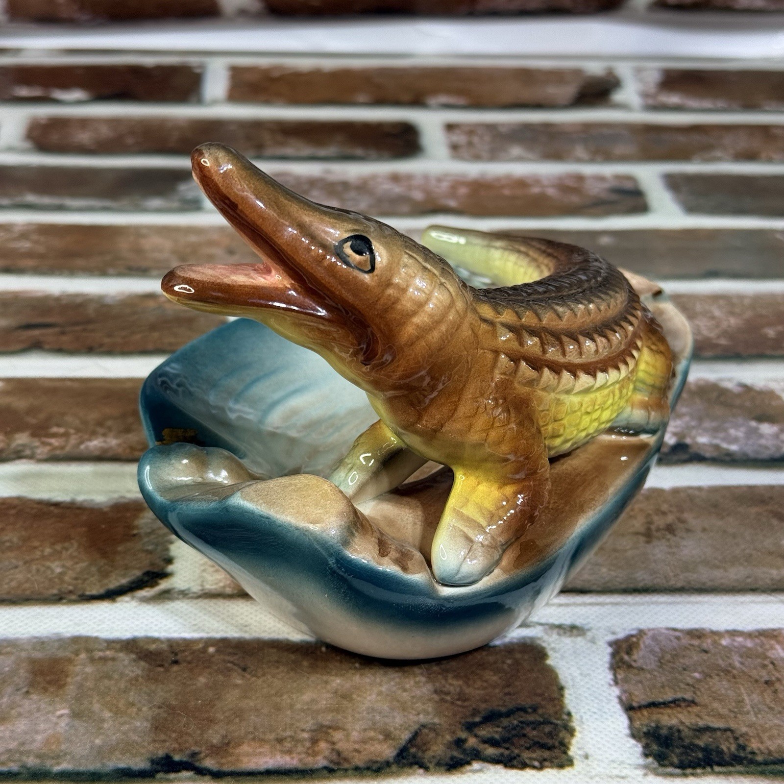 Vintage Florida Souvenir Ashtray Trinket Alligator Ceramic Hand Painted
