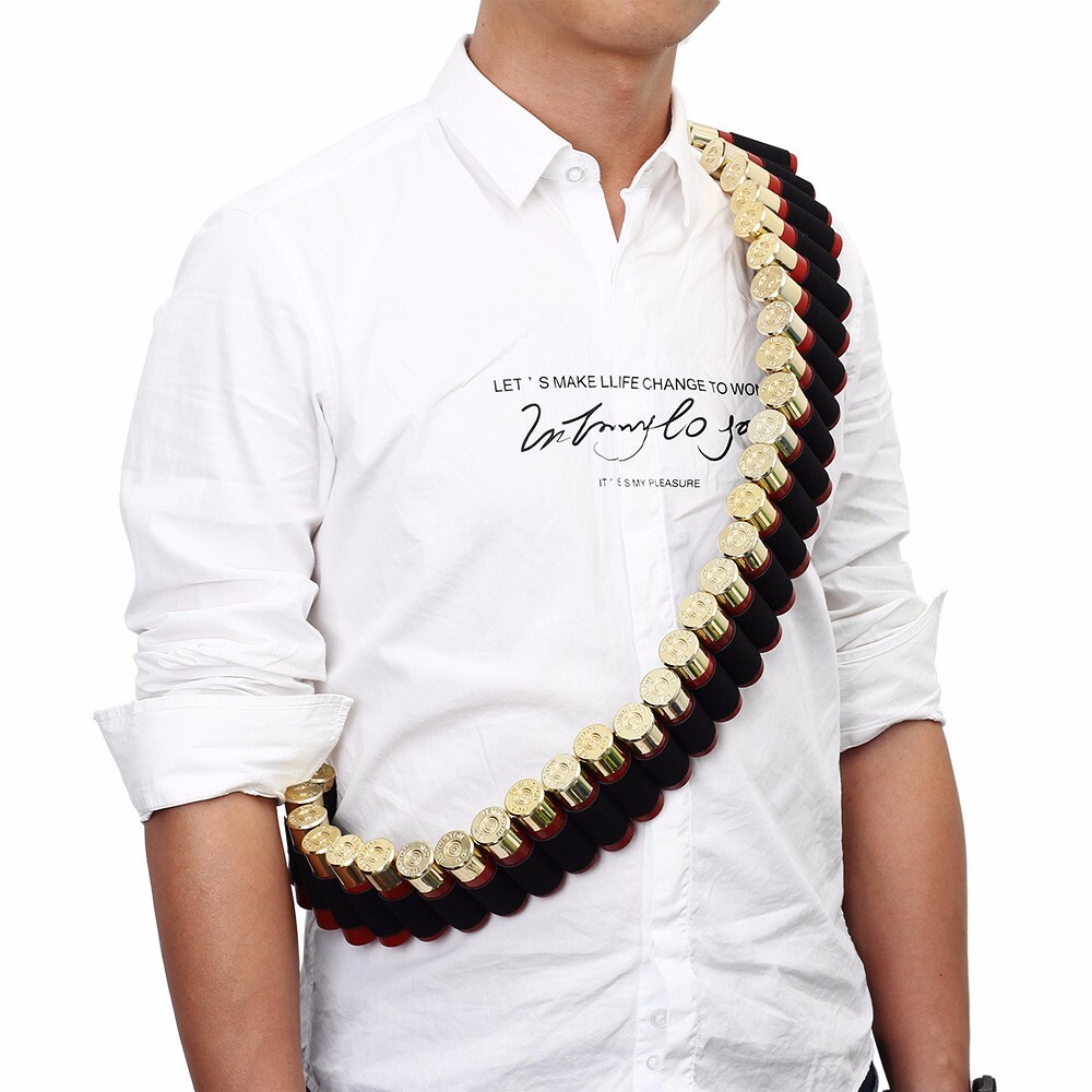 Shotgun 50 Rounds Holder Sling Tactical Bandolier 12/20GA Gauge Shell Ammo Belts