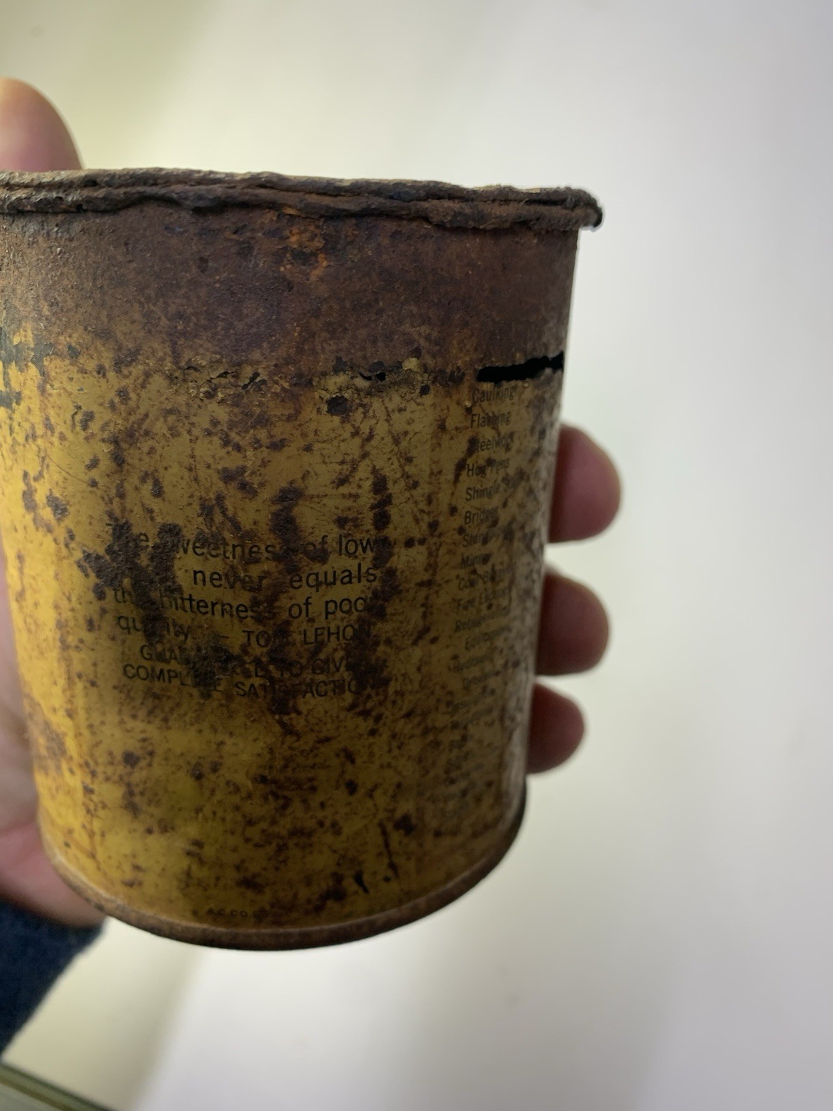 Vintage Mule-Hide Roofs plastic stay-tite cement 1 lb can, The Lehon Co, Chicago