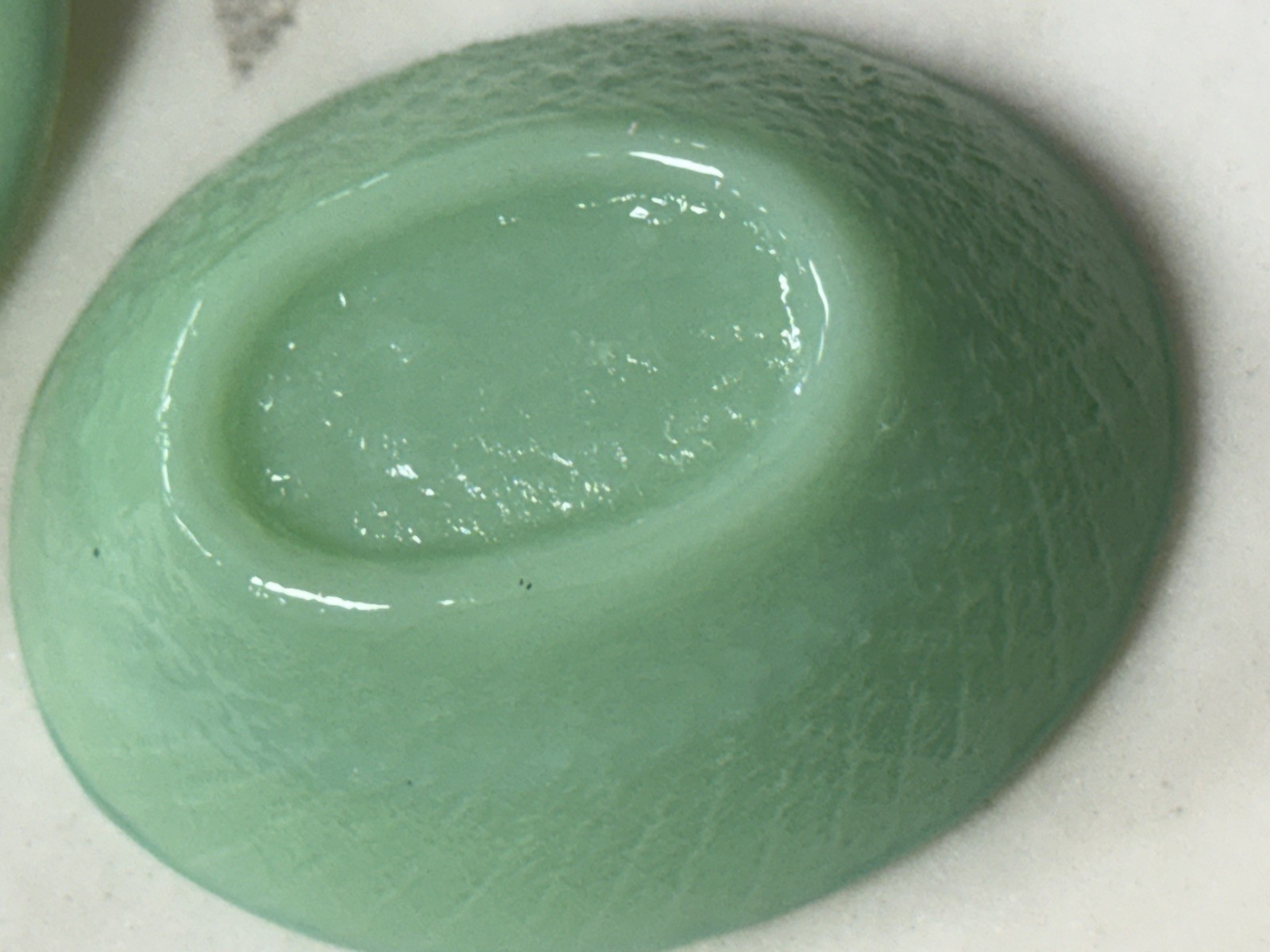 Jadeite Glass Mini Hen On A Nest, Salt dip, 2.5”