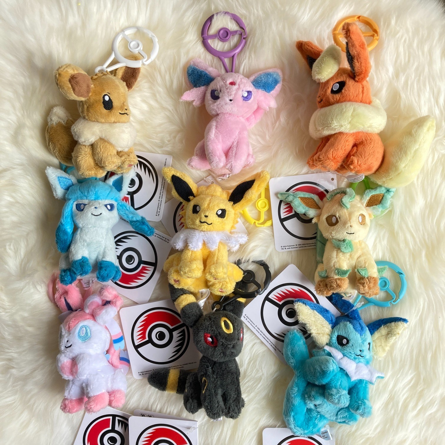 Pokemon Plush Eevee Evolutions Pokémon Center Original Carabiner Keychain 031326