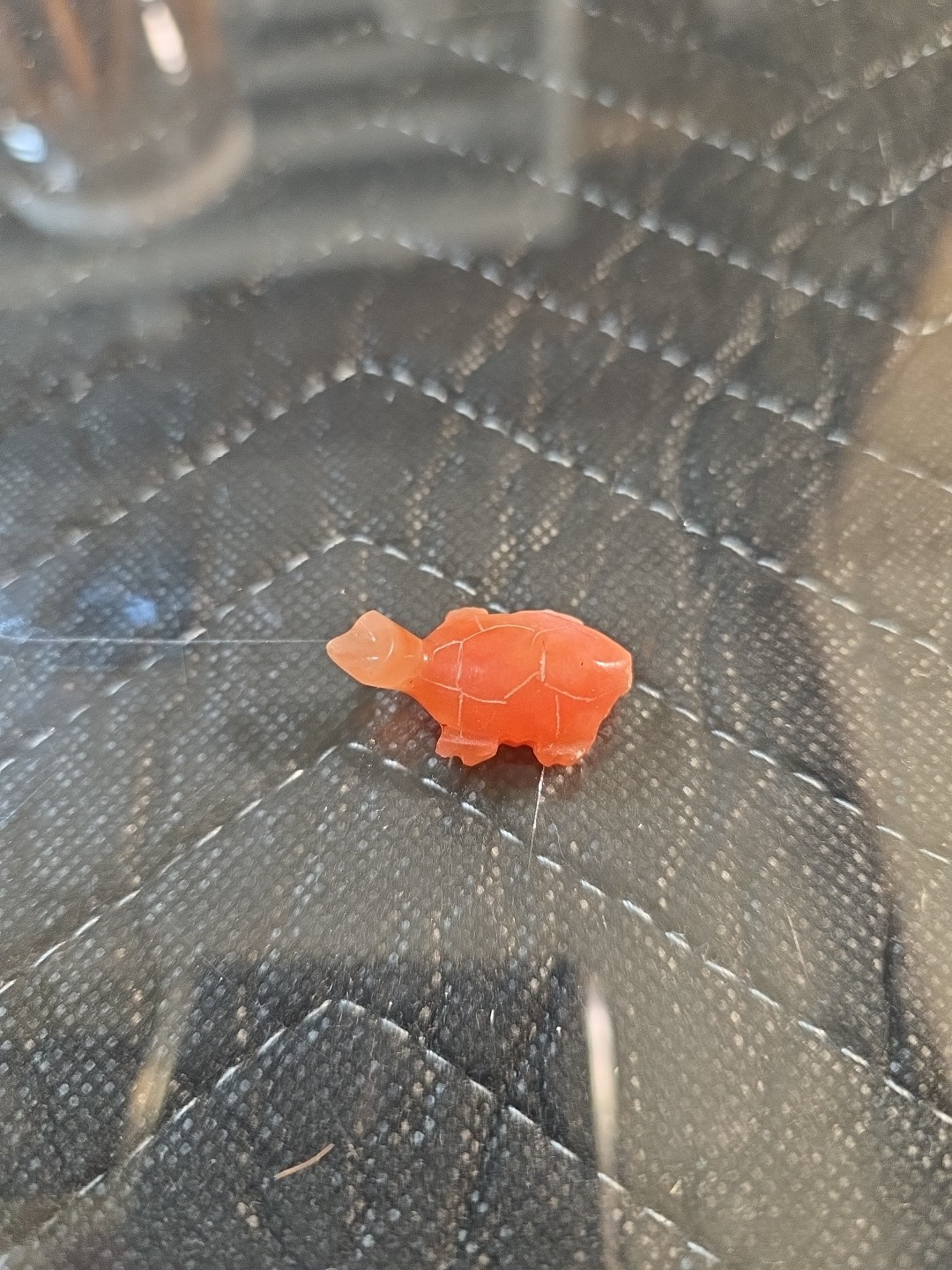 Vtg Carved gemstone crystal orange aventrine turtle statue figurine home decor