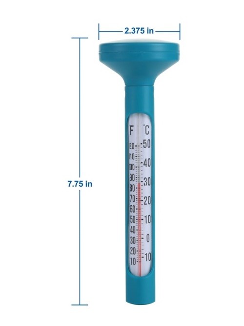 Mainstays Floating Pool Thermometer in White - 2 in x 2 in x 7.75 in - Analog