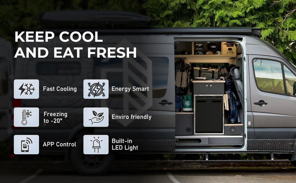 12 Volt Car Refrigerator Portable Freezer 68QT/65L Truck RV Fridge APP Control