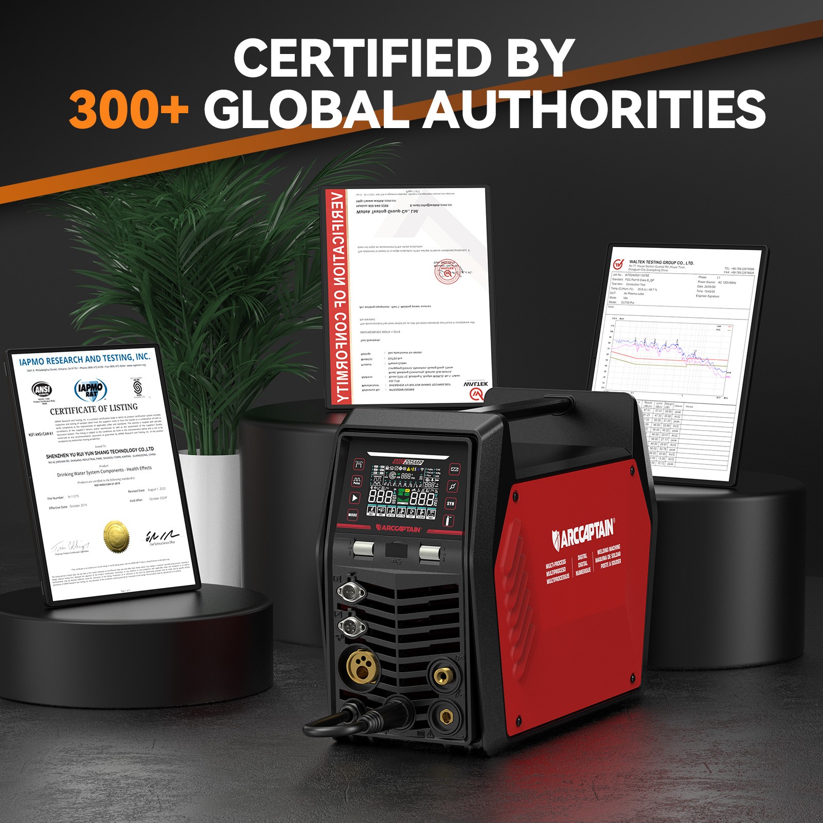 ARCCAPTAIN MIG205MP MIG Welder Plasma Cutter/Pulsed MIG/Flux Core/Spool Gun/TIG