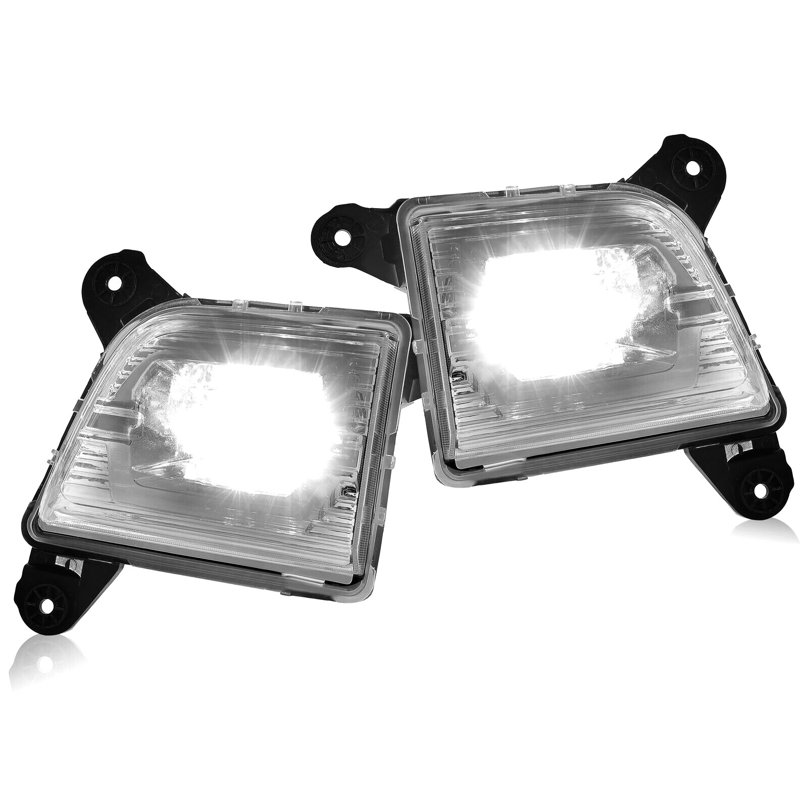 Pair Fog Lights Clear LED DRL w/ Wiring For 2019-2021 2022 Chevy Silverado 1500