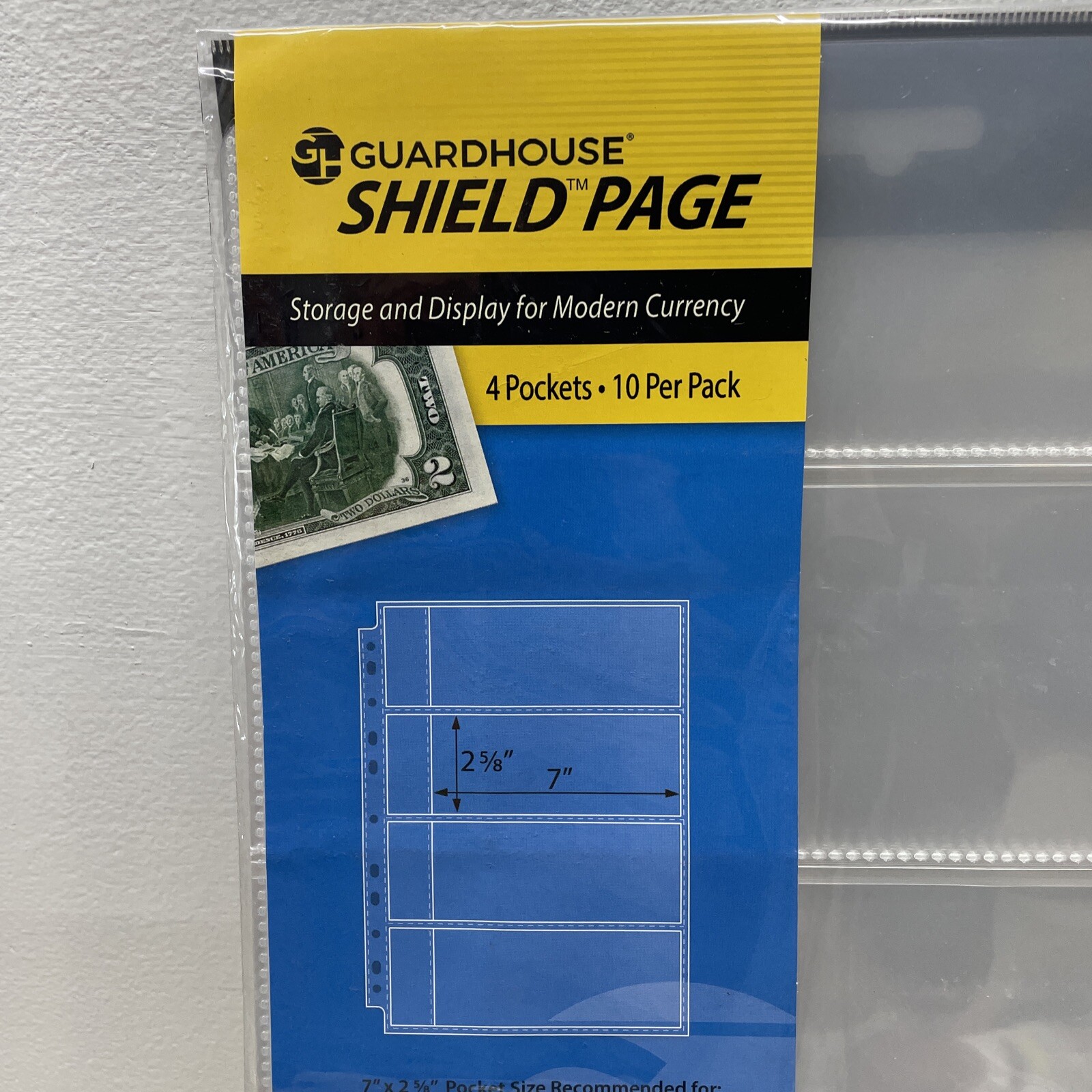 1 Pack of 10- 4 Pocket Vinyl Note Book Pages. For Modern Currency