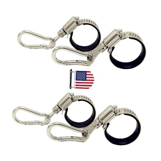 Flagpole Clip with Carabiner for Rope Loop Flagpole Bracket Stainless Steel 4PS