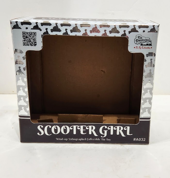 Tin Treasures SCOOTER GIRL Tin Wind-up Girl Riding Bike Toy with Box India