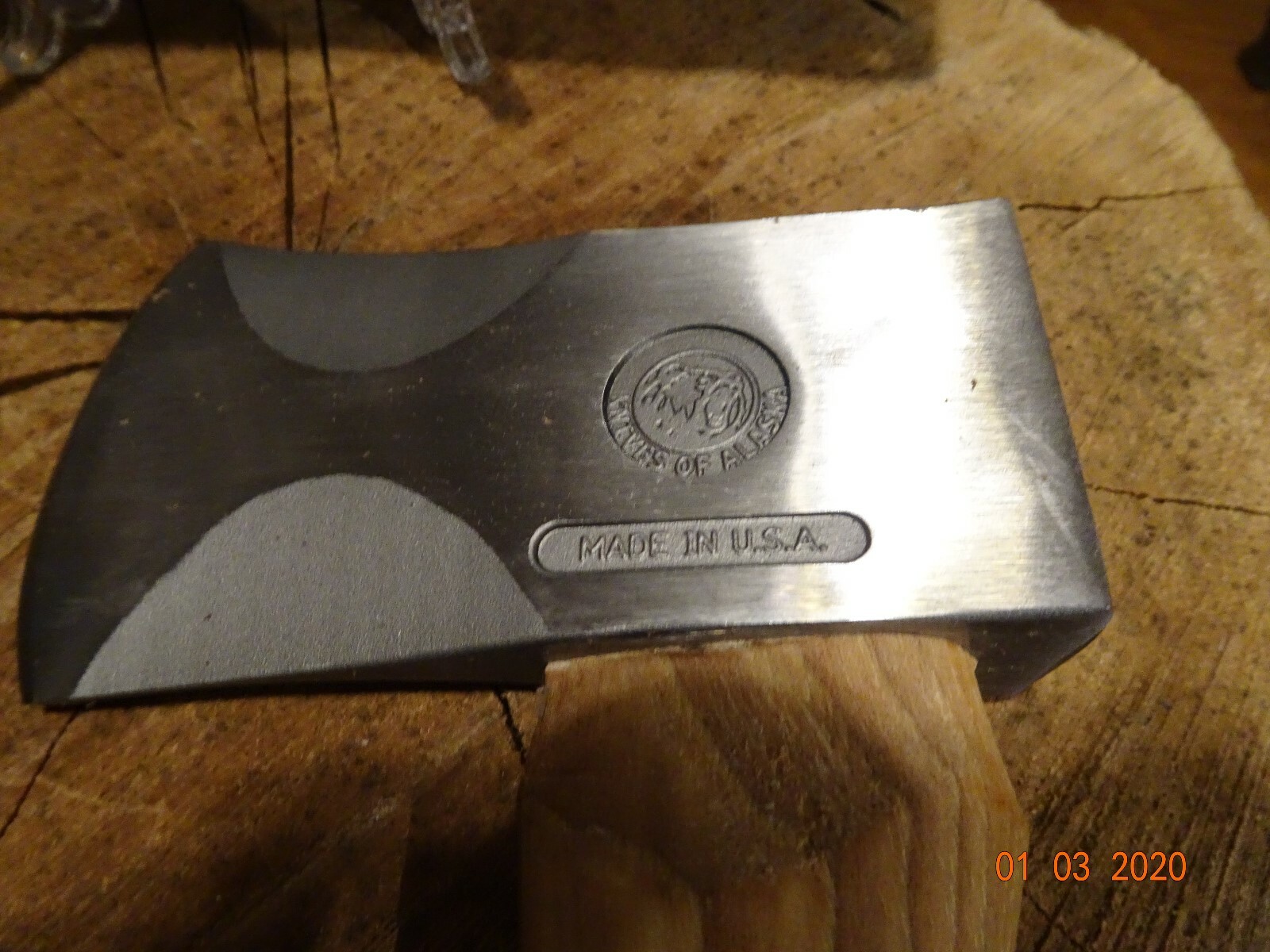 KNIVES OF ALASKA HUNTERS HATCHET WITH LEATHER BELT SHEATH MODEL 070FG A GREAT 1