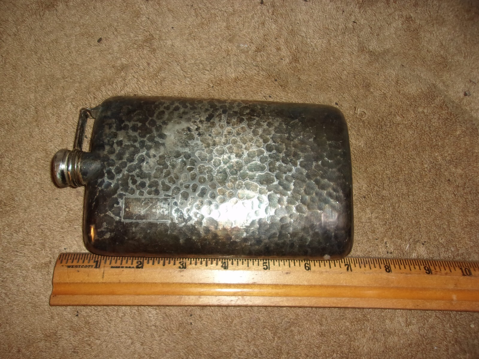 Apollo Silver Co. Hammered Hip Flask early 1900s