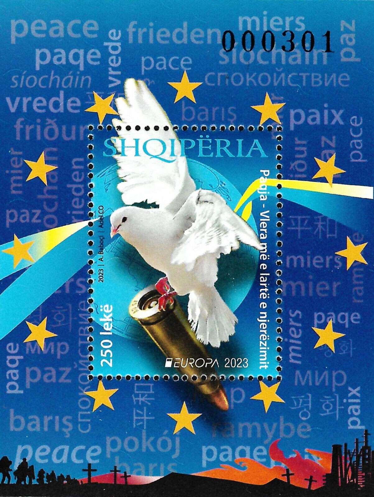 ALBANIA 2023 EUROPE - " PEACE " Kat: GIMJANI Block 227 - MNH