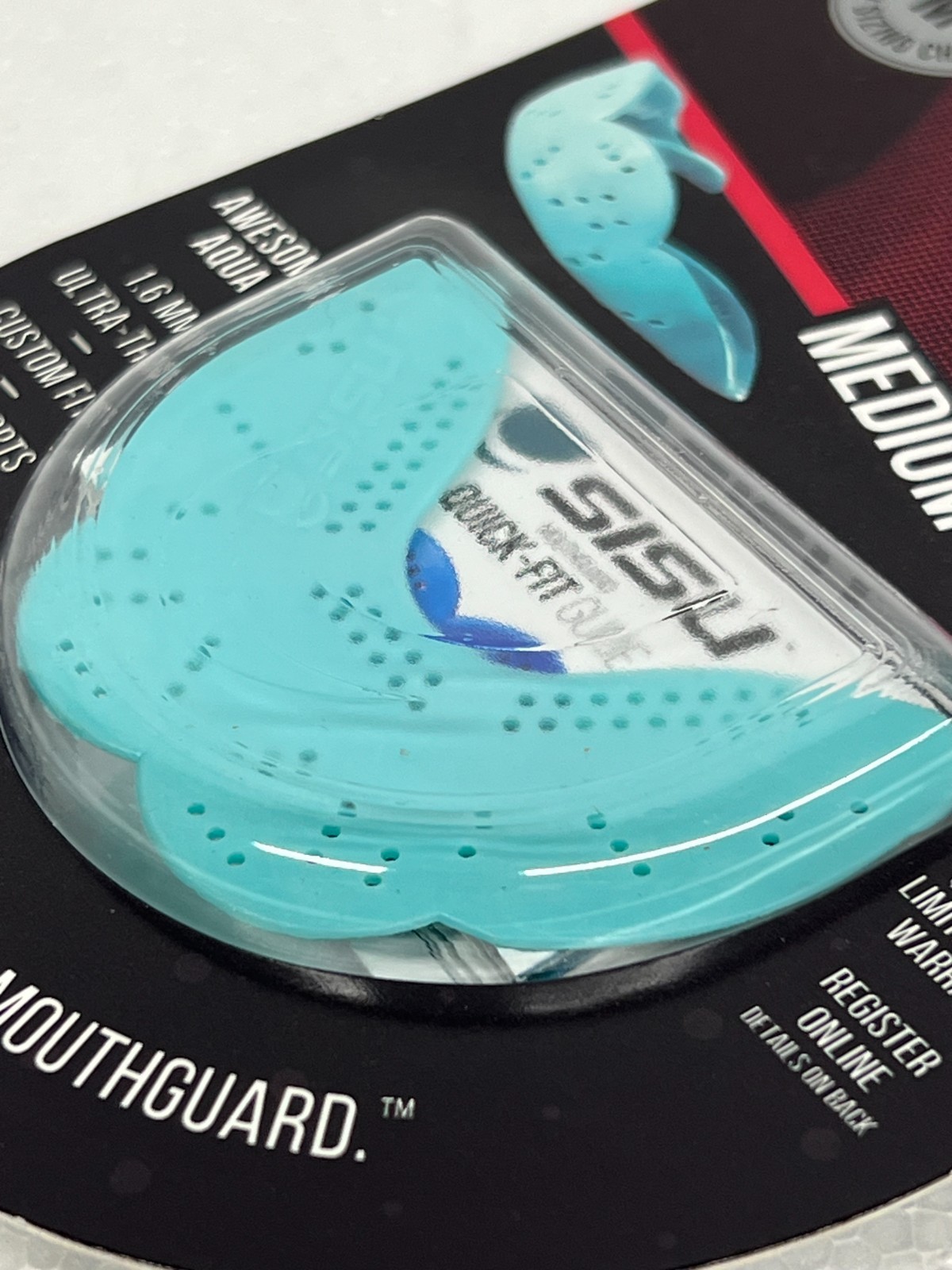 SISU Aero NextGen MouthGuard Mouth Guard 1.6mm Thin Aqua Adult Size MEDIUM
