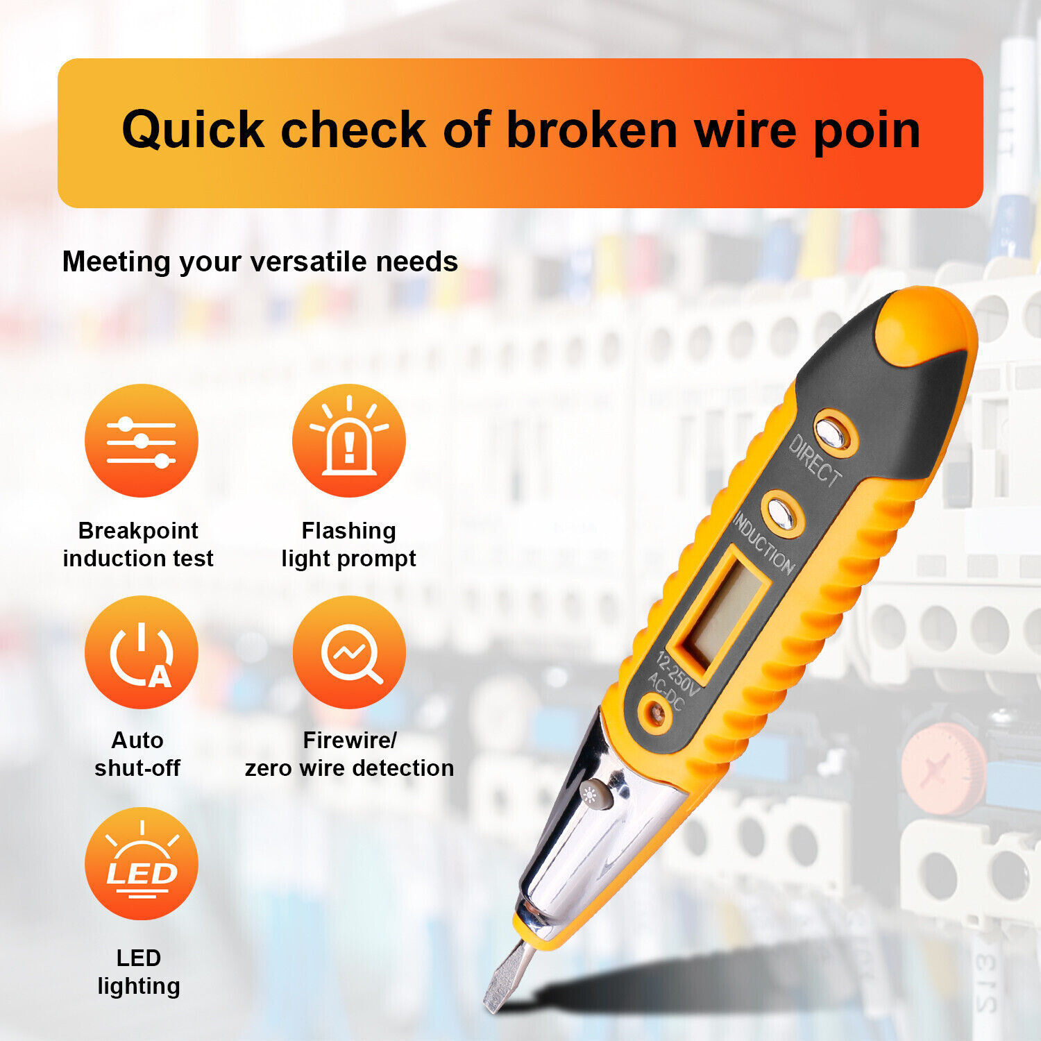 Voltage Electric Tester Volt Detector Test Pen AC DC Non-Contact Sensor 12-1000V