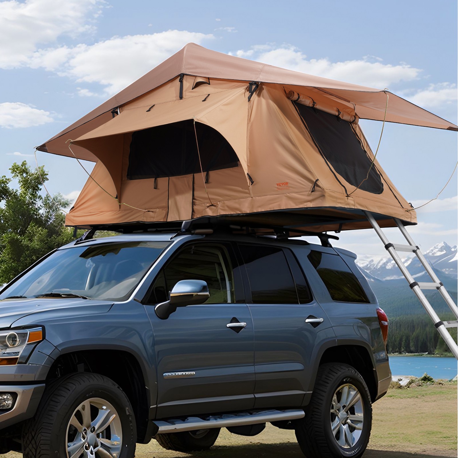 Soft Shell Roof Top Tent w/ Ladder for 2-3 Person Waterproof for Jeep SUV Truck