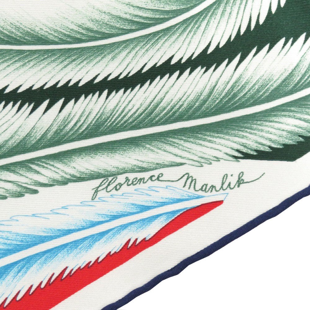 Hermes Carre 65 A la Plume Feather Silk Multicolor Scarf