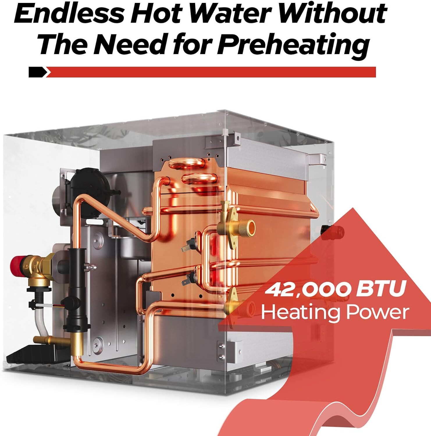 RVPart Pro RV Propane Gas Tankless Water Heater Instant Hot 42,000 BTU White