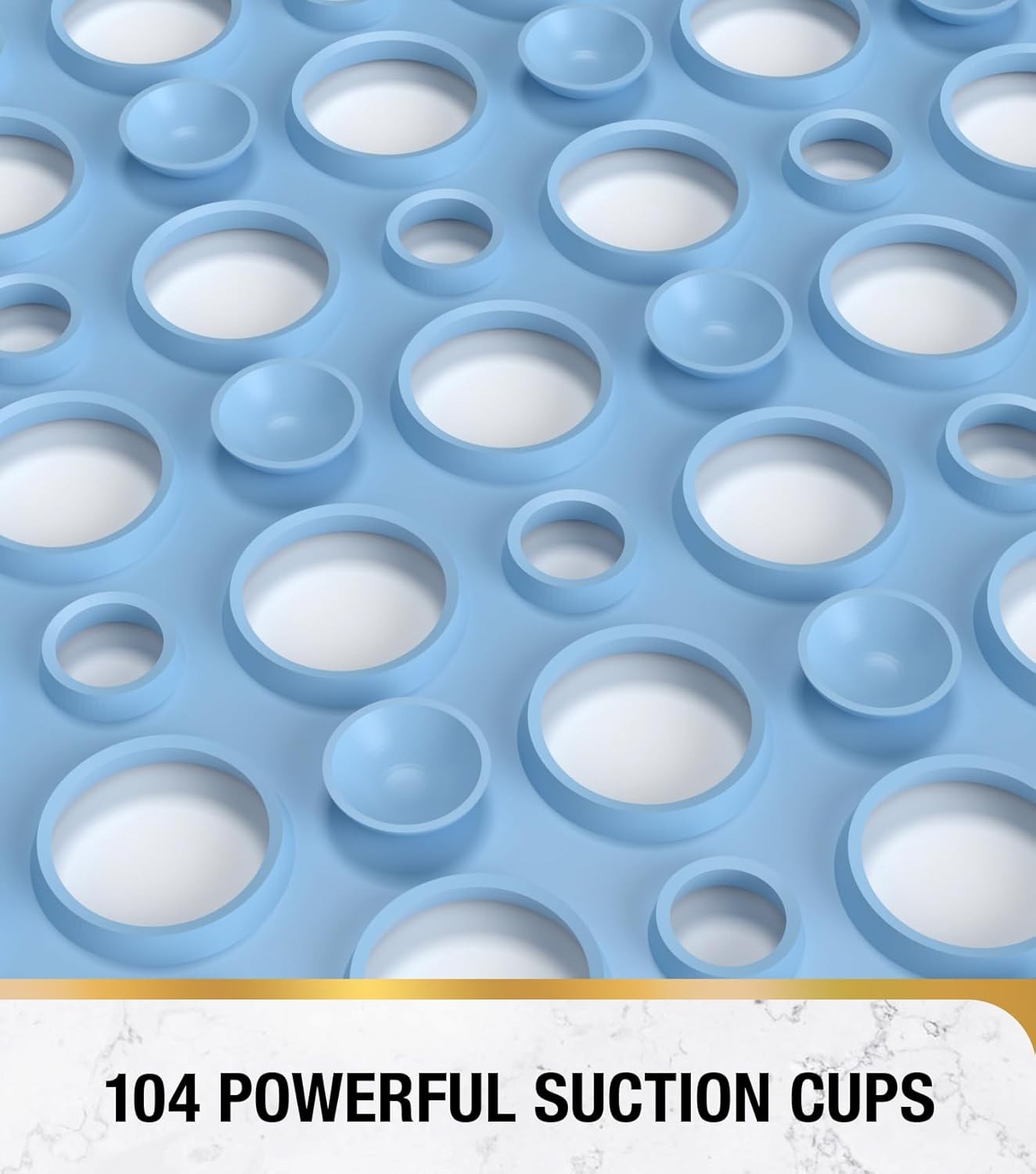 Non Slip Bathtub Mat 28x15in Blue Shower Safety Mat w/ Drain Holes & Suction