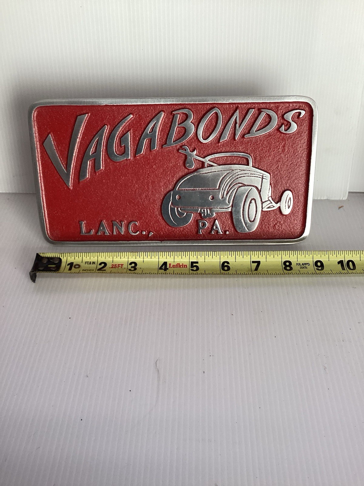 VINTAGE VEGABONDS LANCASTER PA. STREET ROD CAR CLUB PLAQUE License  Topper