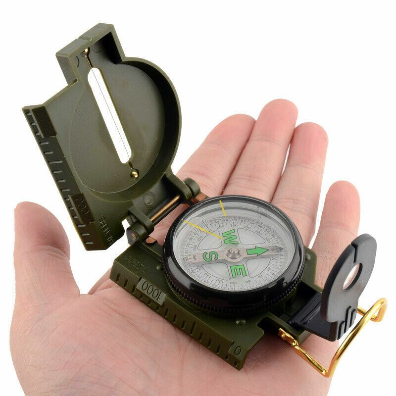 Lensatic Compass Military Camping Survival Marching Plastic Pocket Army Style