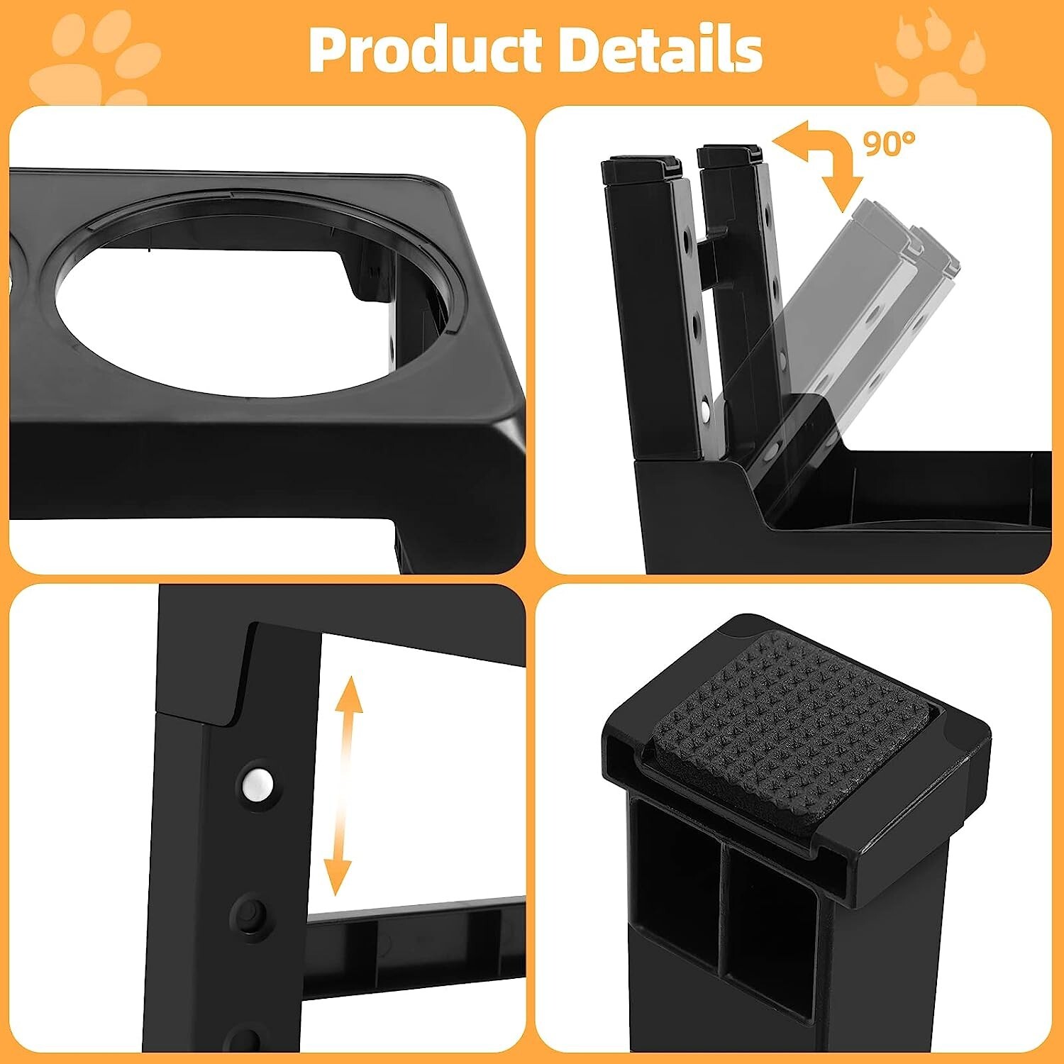 Elevated Dog Bowl Pet Feeder Stainless Steel Raised Food Water Stand w/ 2 Bowls