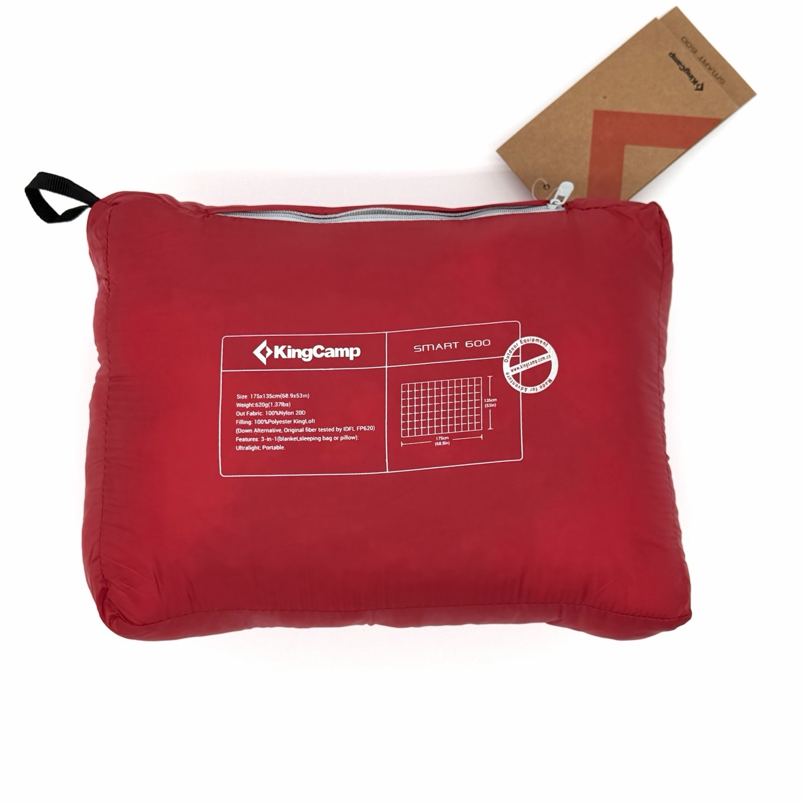 KingCamp Smart 600 Camping Blanket Ultralight Packable Down Alternative Red