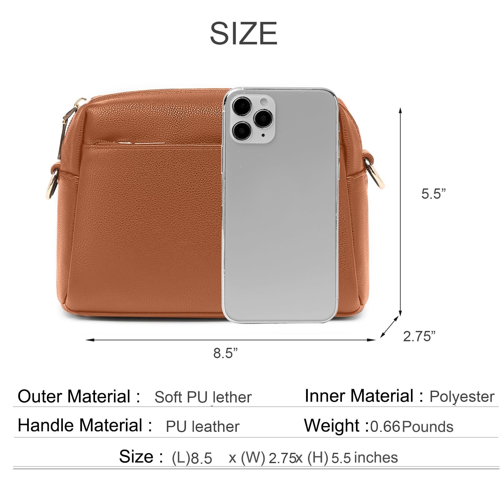 Small Crossbody Bag for Women, Soft Vegan Leather, Lightweight for Daily Use