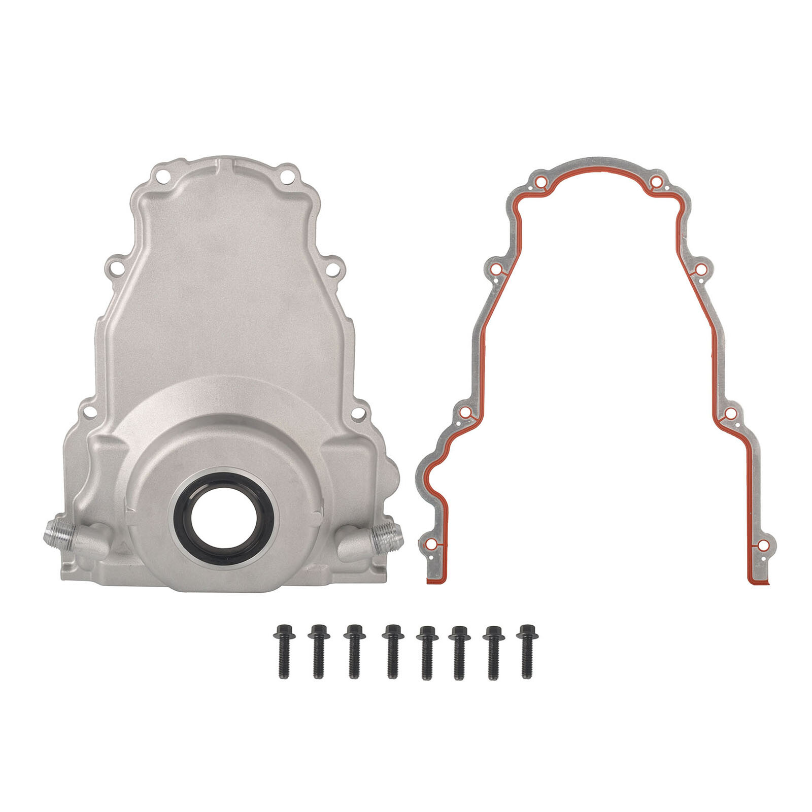 Timing Cover w/ 10AN Turbo Oil Drain Fitting For LS Gen 3 4.8L 5.3L 5.7L 6.0L