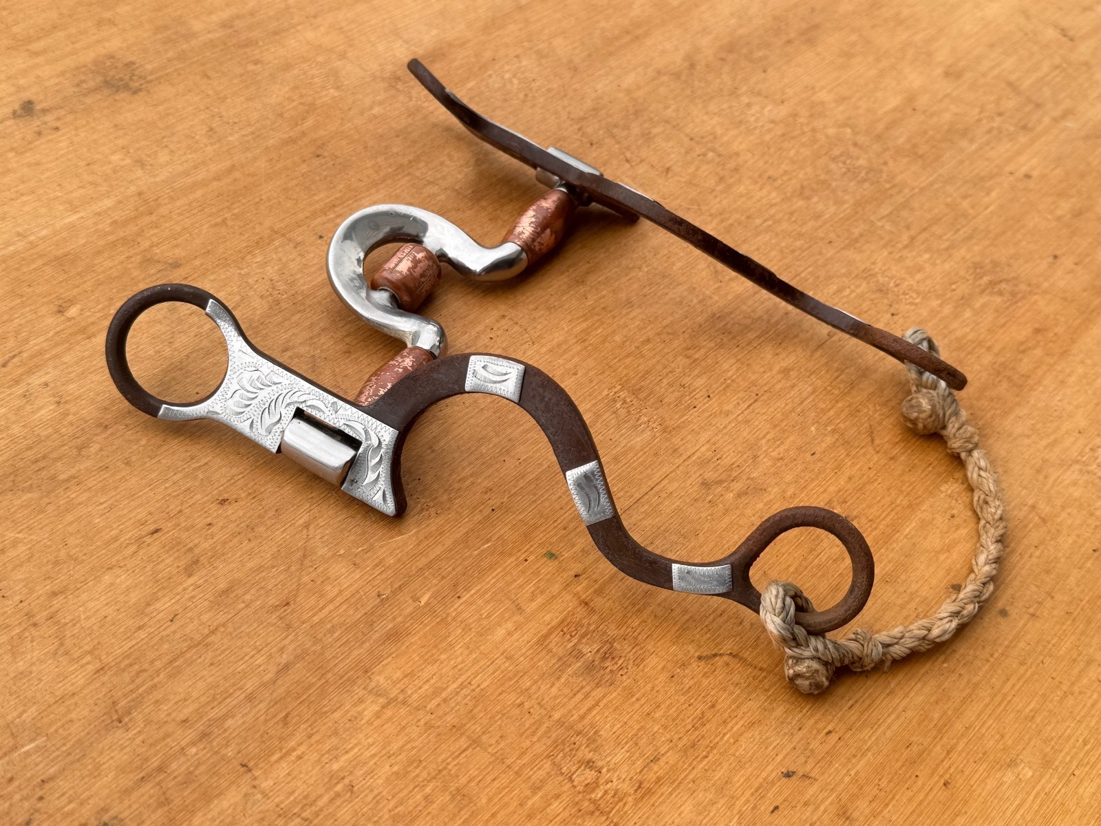 Silver Mounted Spoon Port Western Show Horse Bit w Copper Roller ~ 5"