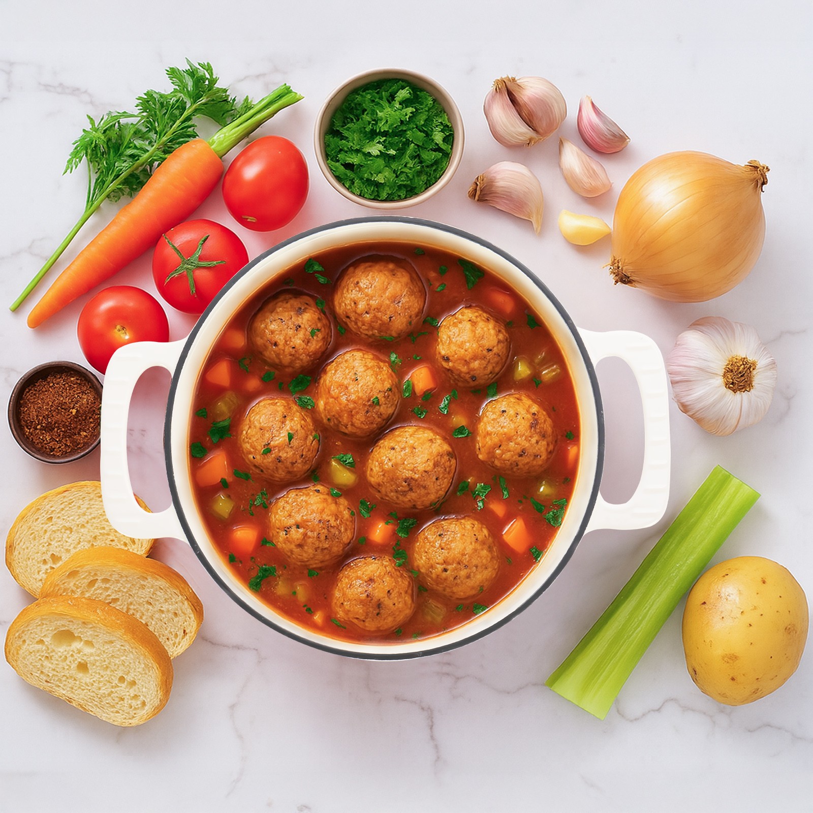 5QT Enameled Cast Iron Dutch Oven, Heavy Duty Dual Enamel Coating FDA Certified