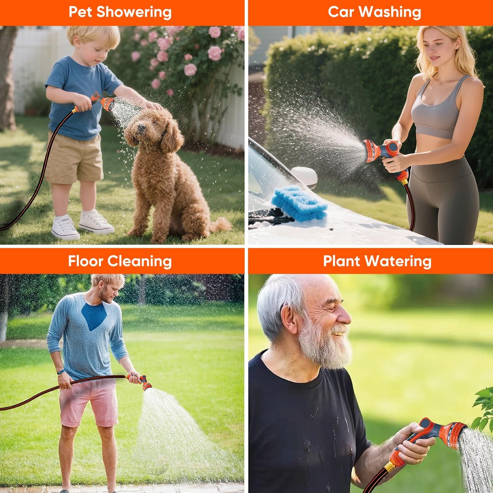 DRINCOSH Retractable Garden Hose Reel 1/2 inch x 100 ft Wall Mounted Garden Hose