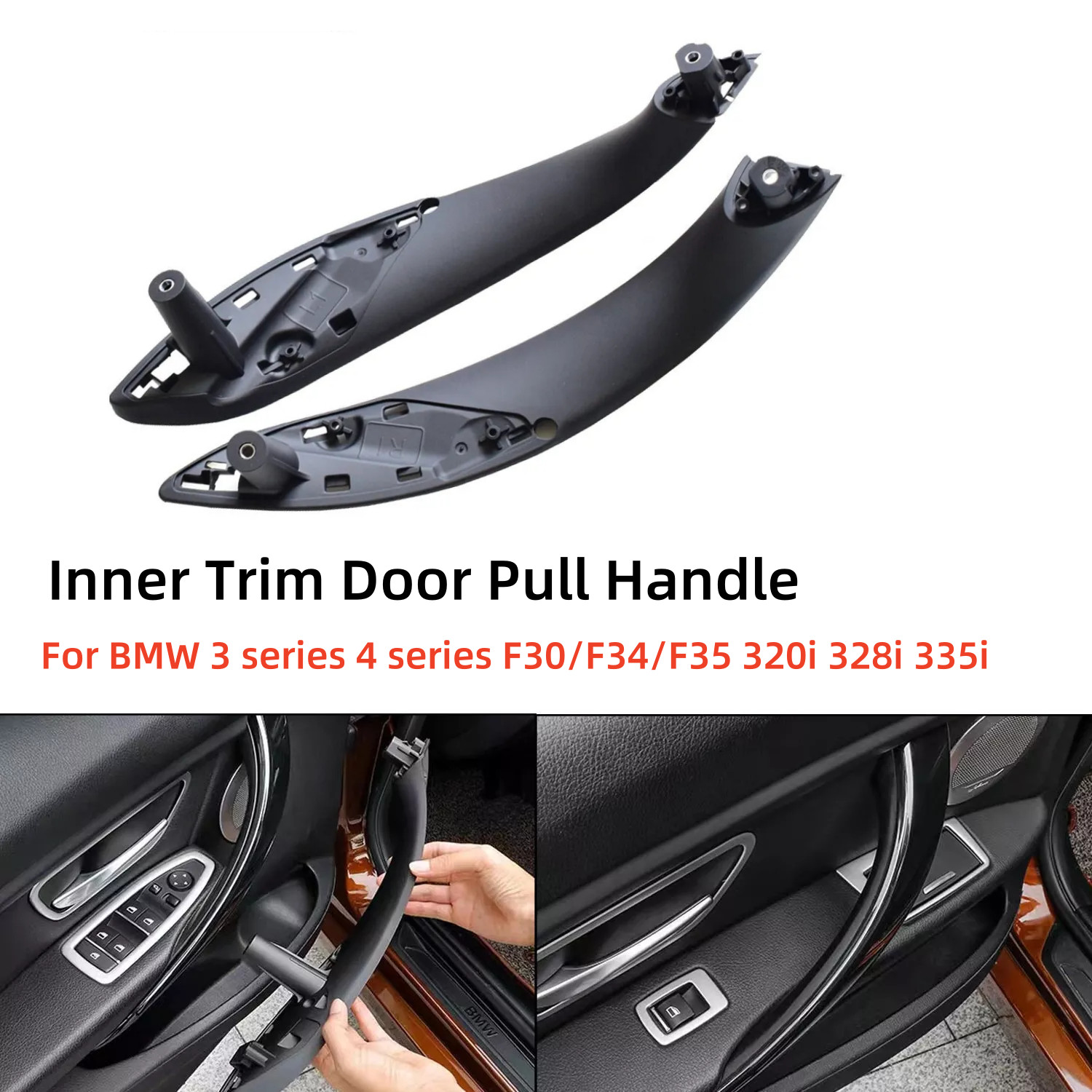 2PCS Black Interior Door Pull Handle Cover For BMW 3 4 series F30 F31 F32 F35 M3