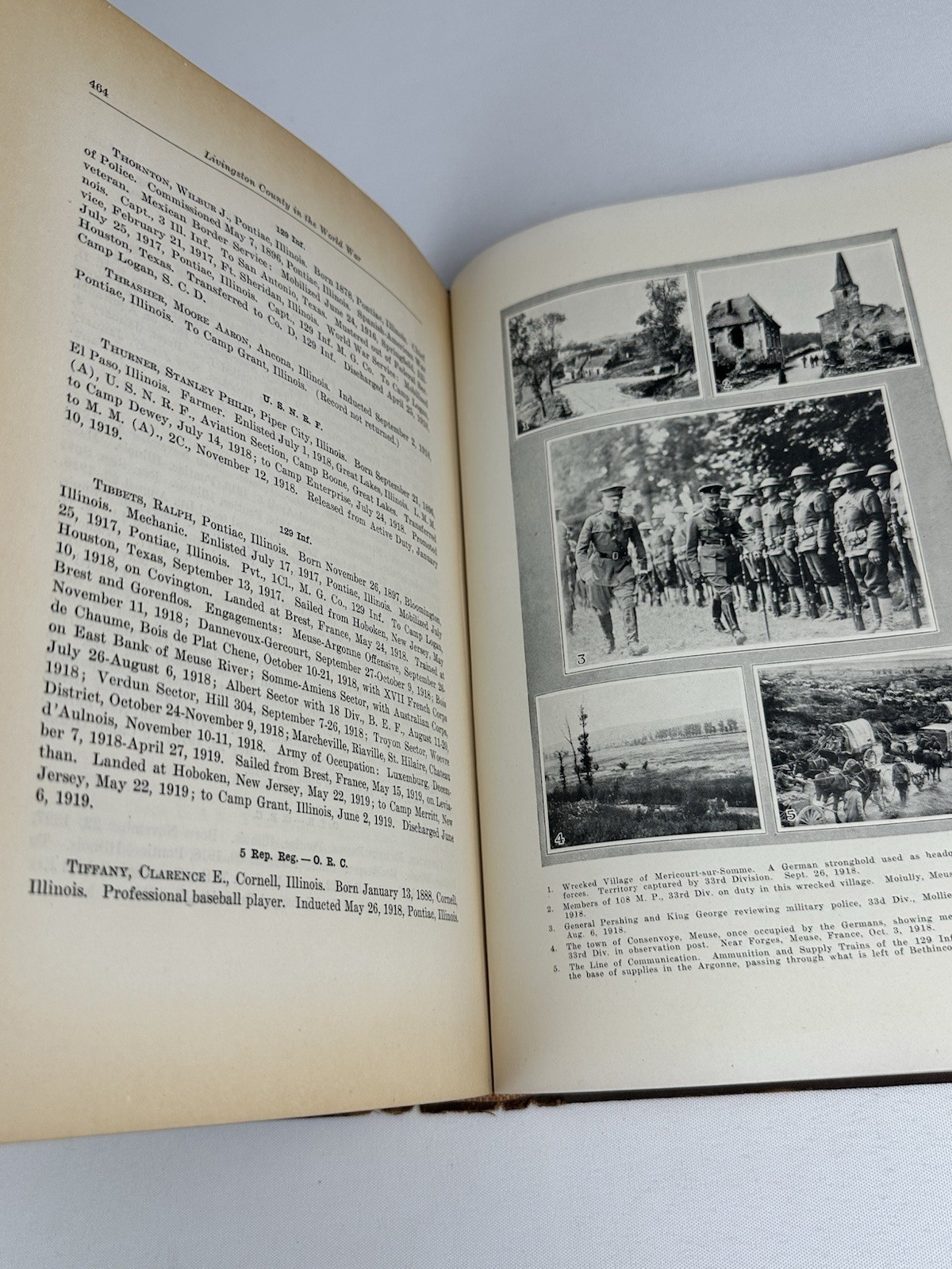 Livingston County Illinois Pontiac Fairbury Streator Cornell IL WWI History Book