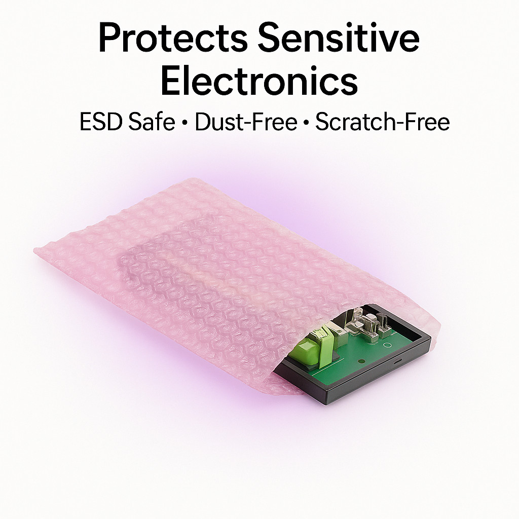 4x5.5 Anti-Static Bubble Out Pouches | Self Seal 3/16" Cushion Bags | Pink