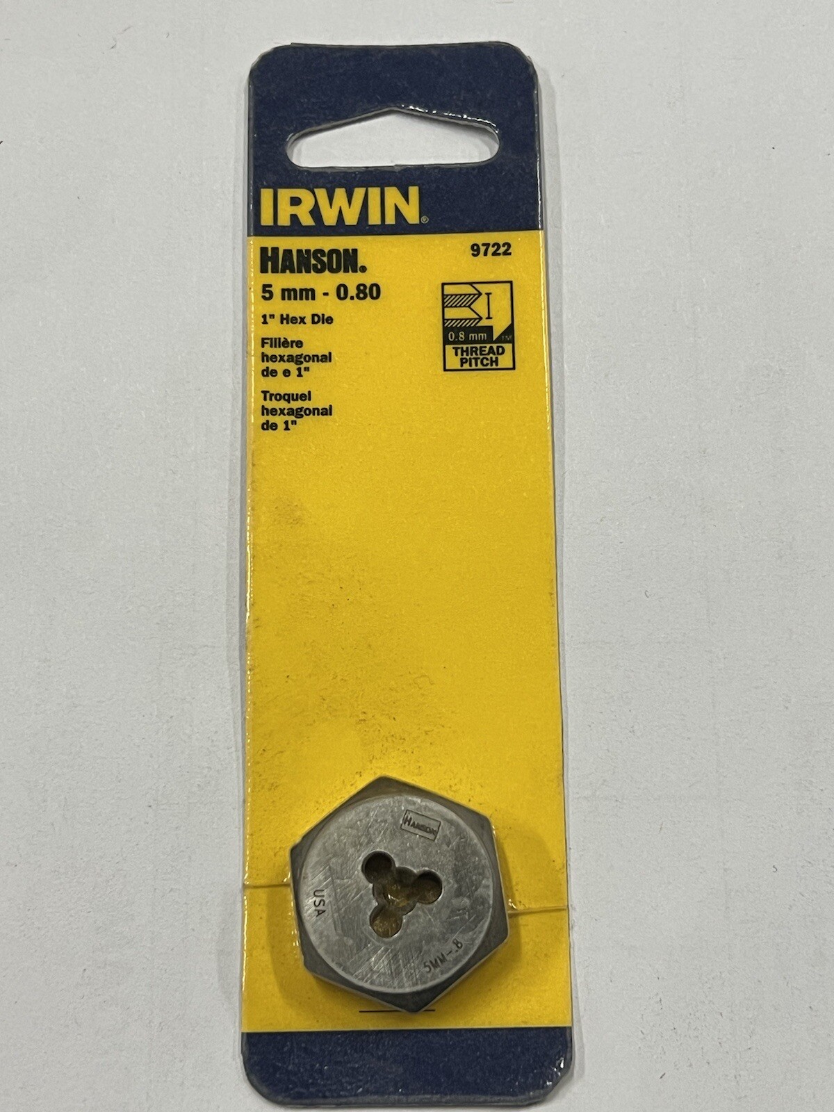 Irwin Hanson 5mm X 0.80 Metric Hex Die 9722 Right Hand