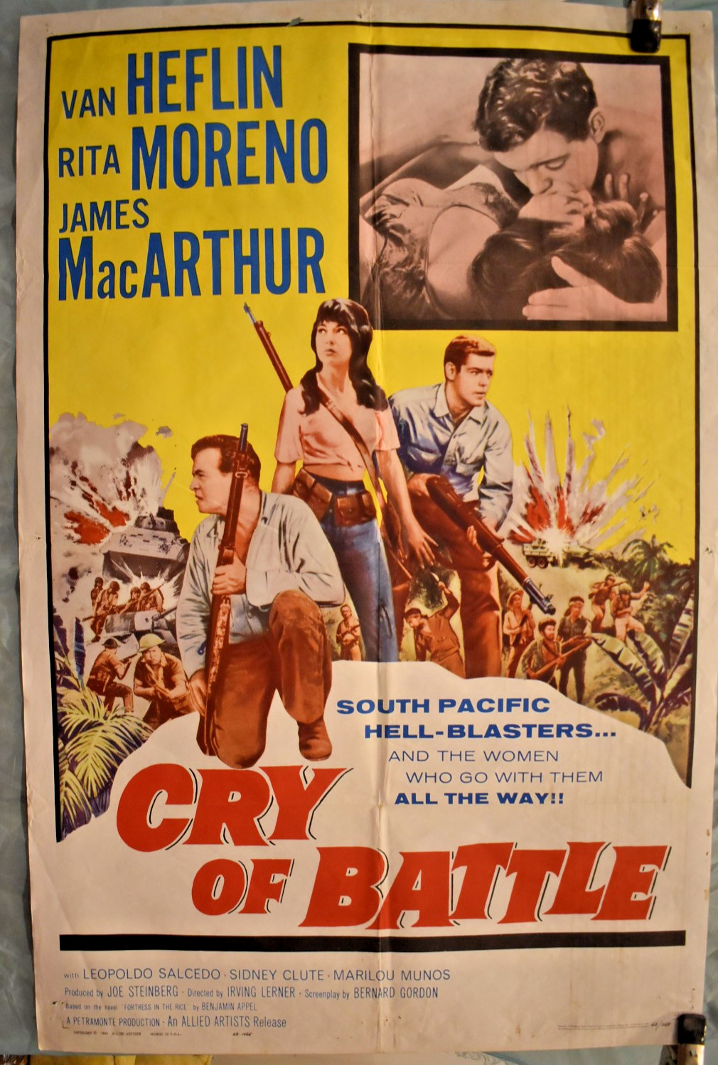 ORIGINAL CRY OF BATTLE  24" X 41"   Movie Theater Poster 1963 Rita Moreno