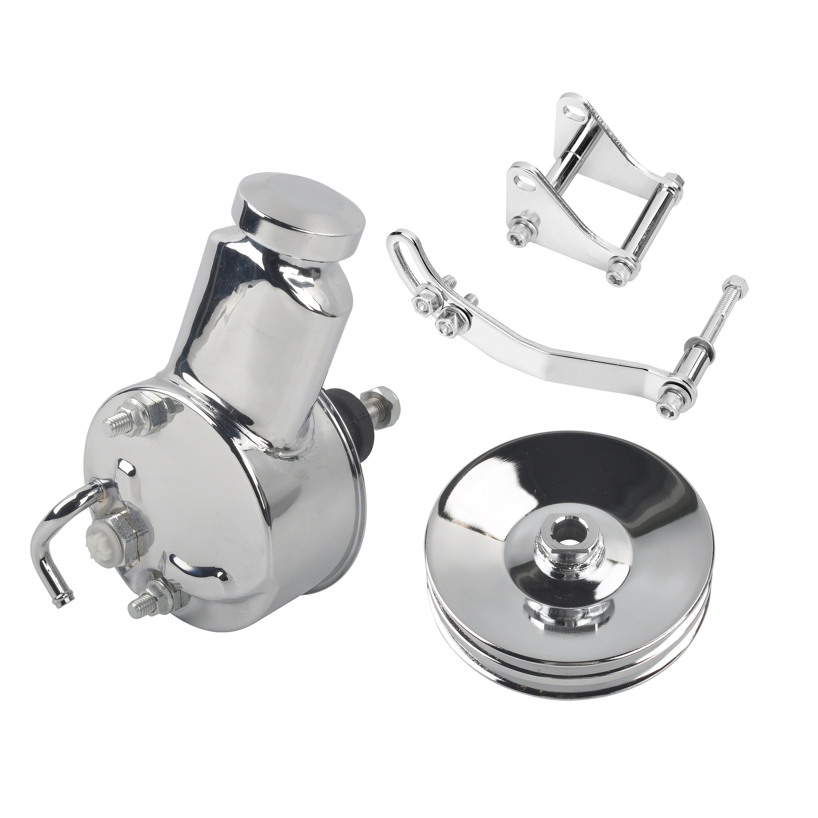 Saginaw Power Steering Pump with Brackers & 2 Groove Pulley Kit V-Belt for Chevy