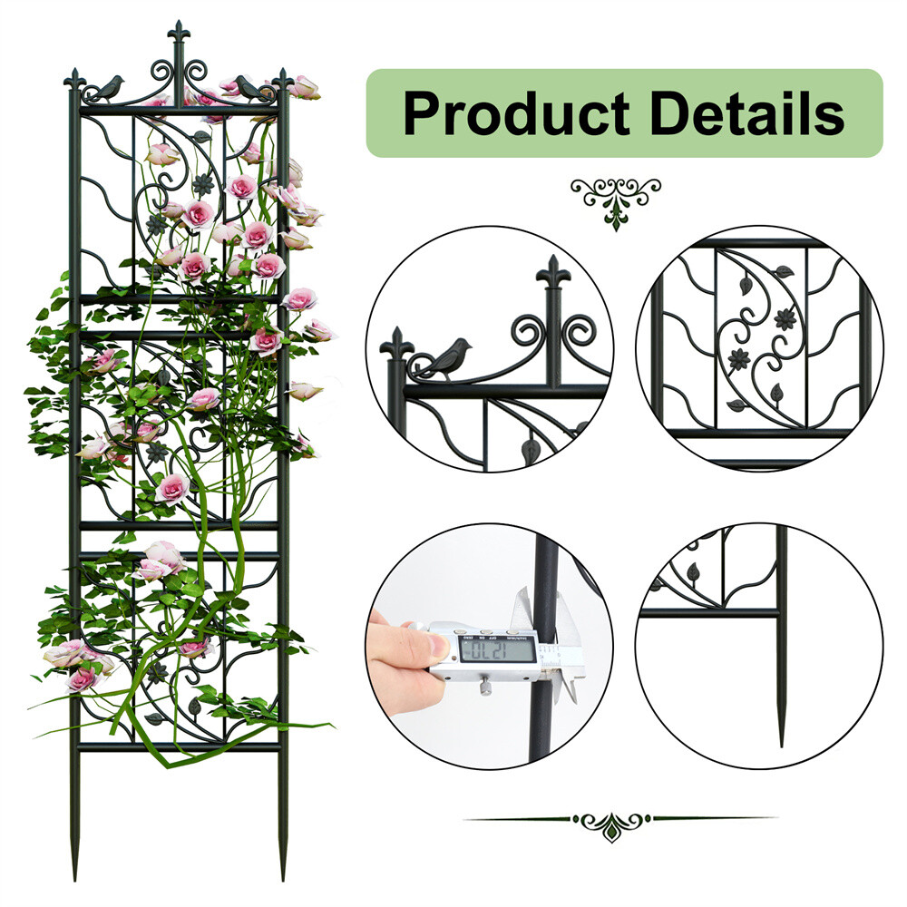 2x Heavy Duty Metal Garden Trellis Fence Plant Climbing Aid Lattice Outdoor Yard