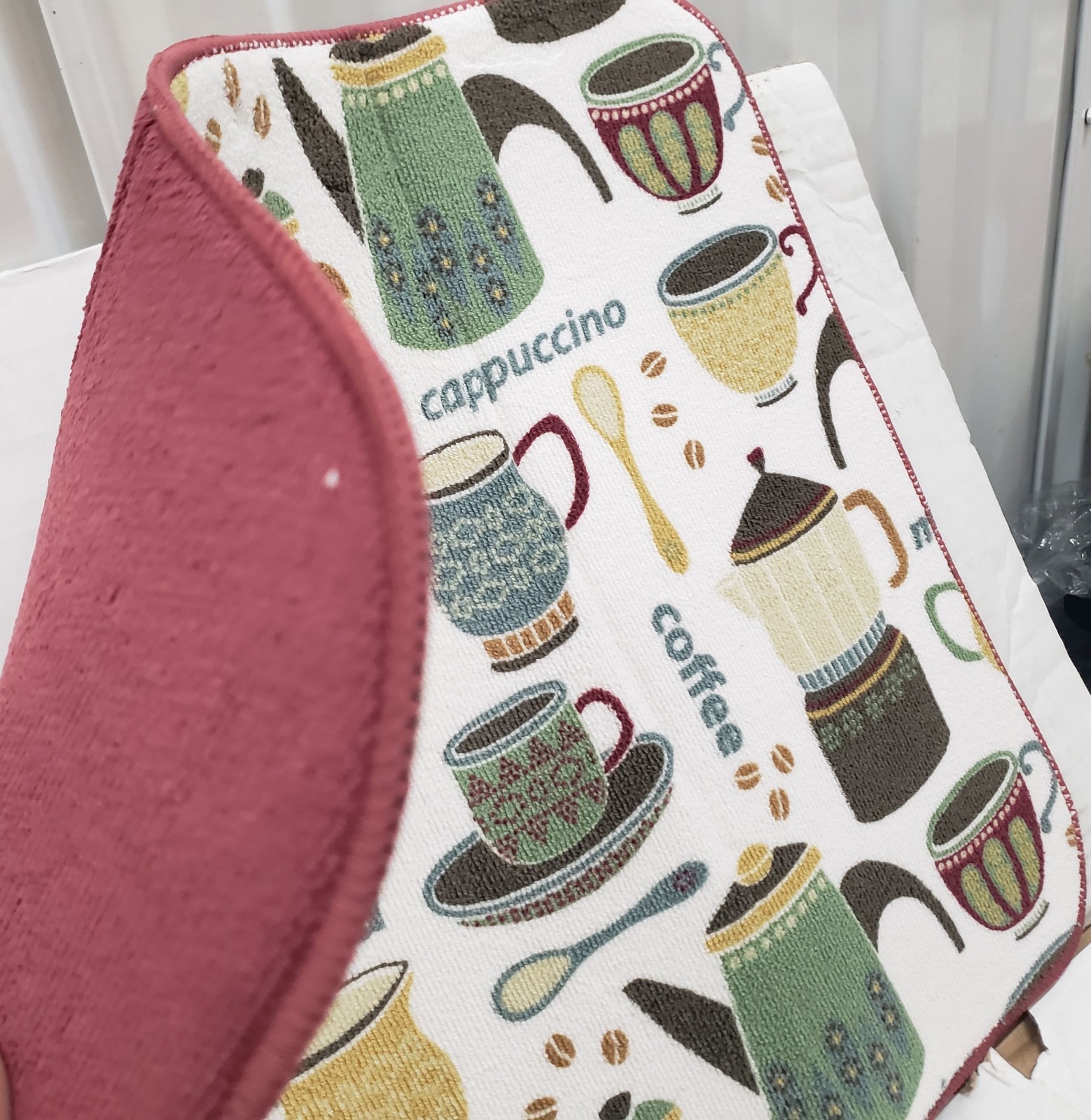 Printed Microfiber Dish Drying Mat (16"x19") COFFEE CUPS, SPOONS & TYPES, FC