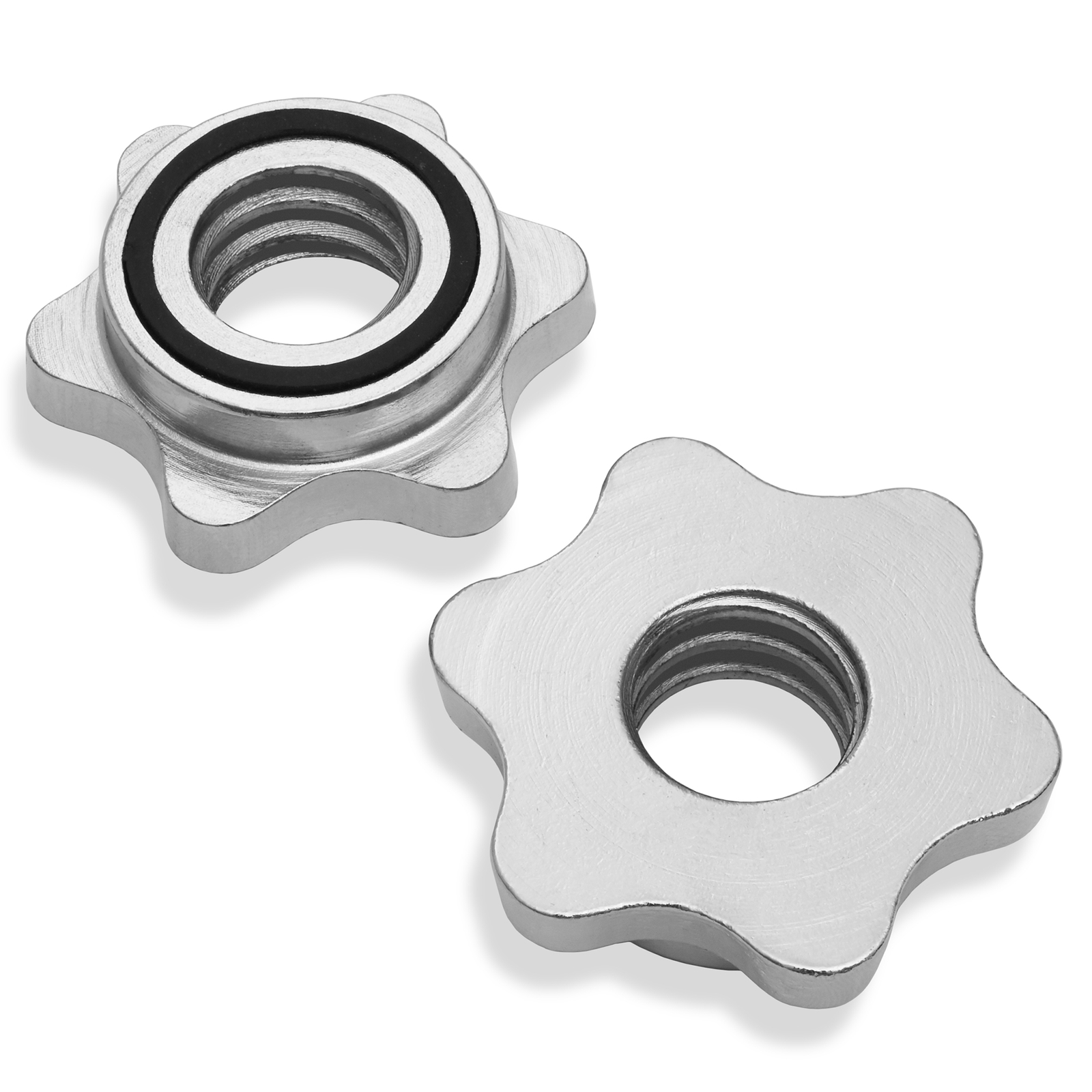 1" Standard Weightlifting Barbell - Threaded EZ Curl Bar with Star Collars