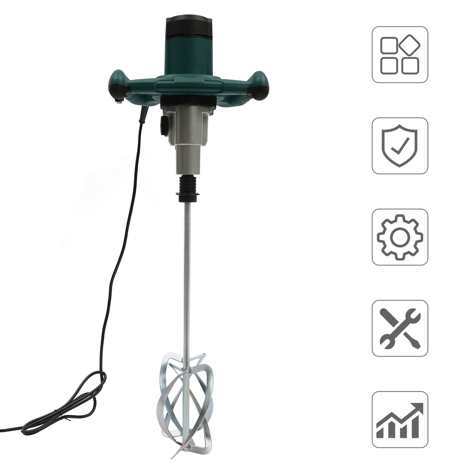 1800w Concrete Mortar Mixer Cement Grout Plaster Stirrer Double Paddle Mixer USA