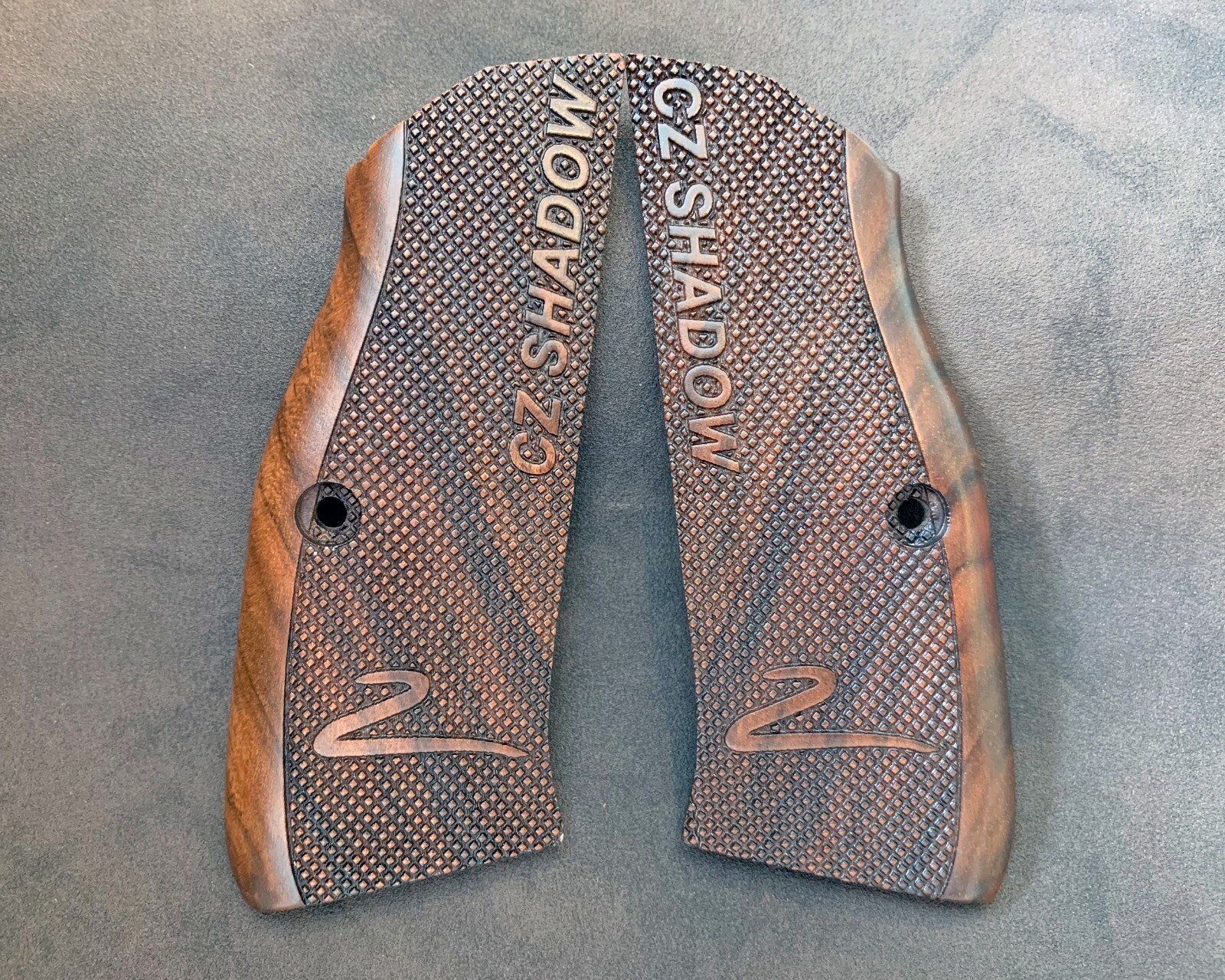 CZ Shadow 2 Turkish Walnut Wood Grips. Checkered. Handmade. USA Based Seller