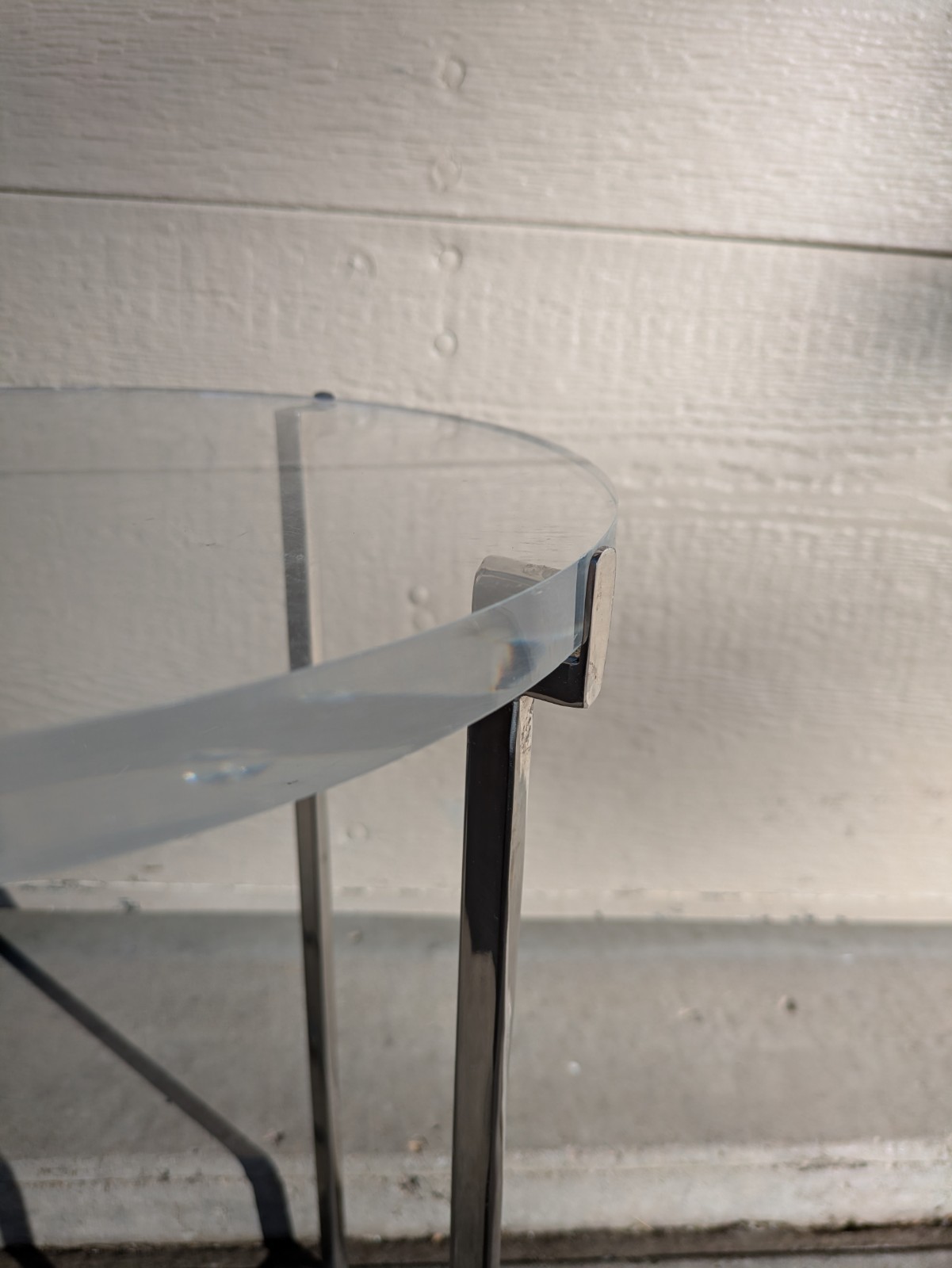 Vintage Mid Century Modern Glam Round Acrylic Lucite Sculptural Metal Table K24